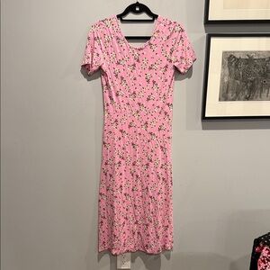 Draper James Tammy T-Shirt Midi Dress in Pink Magnolia, Size XS